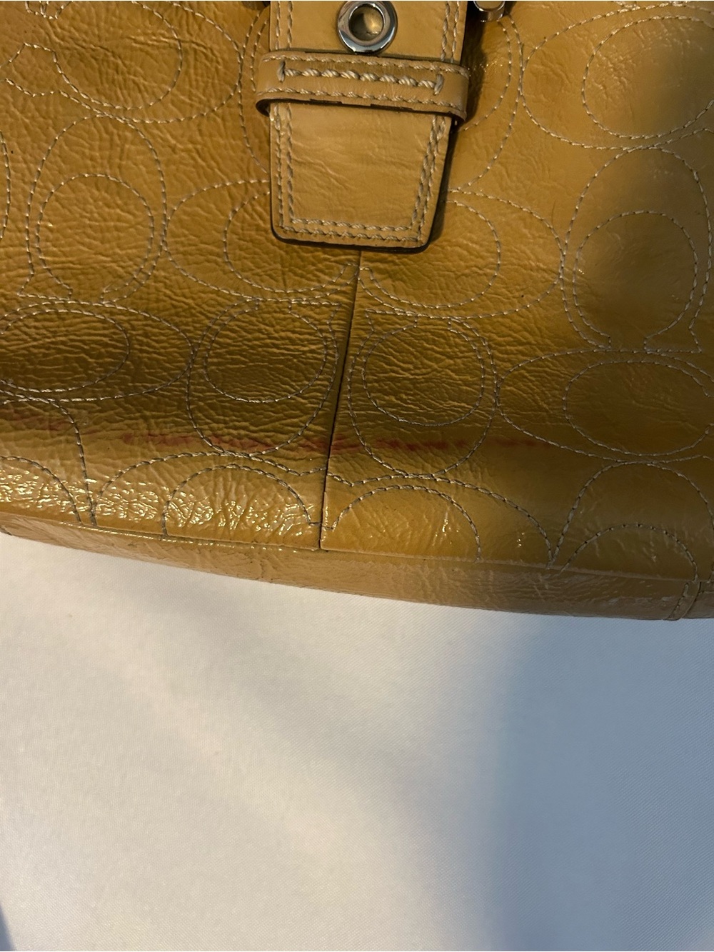 Coach Mustard Leather Shoulder Bag with Buckle Detail - Picture 7 of 8